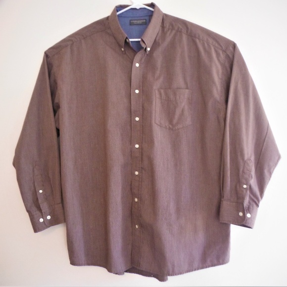 Mens Saddlebred Brown Pin Striped Button Down 2XLT - Picture 8 of 8
